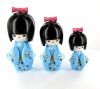 Kokeshi Chinoise  Lot de 3 Kokeshi Chinoises Bleues (14, 12 et 9 cm)